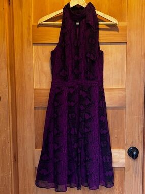 white house black market purple dress White House Black Market Reversible V-neck Cut Out Sheath Mini Dress N   Queen City Reloved